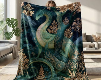 Enchanted Mythical Dragon Sherpa Fleece Blanket Enchanted Forest Dragon Fantasy Sherpa Throw Blanket