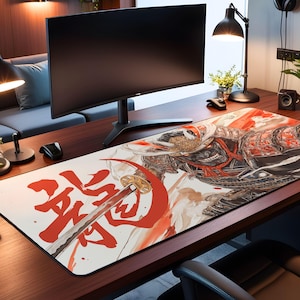 Hachiman Japanese Samurai Desk Mat Japanese God Hachiman Art Desk Mat Gamer Desk Mat Japanese Anime Desk Mat Gamer Gift Anime Gamer Gift