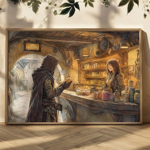 Impresión mate de fantasía de tienda general Arte de pared inspirado en fantasía Impresión de fantasía caprichosa Decoración de habitación de fantasía Arte de pared de habitación DND Regalo para amantes de la fantasía