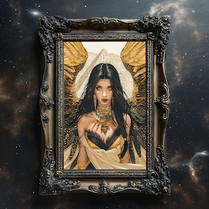 Maat, impresión mate de la diosa egipcia, arte de la diosa egipcia, impresión mate de la mitología egipcia, hermoso arte egipcio de Maat, arte femenino divino