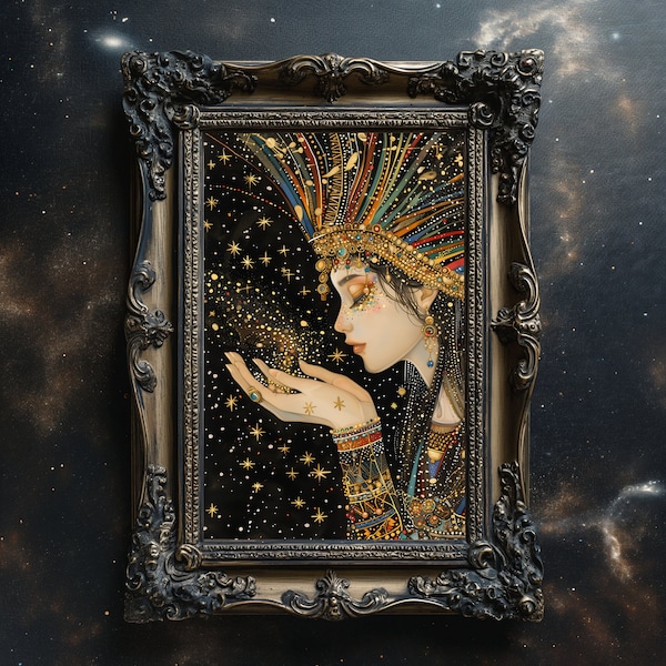 Celestial Goddess Nut Matte Print Nut Egyptian Goddess Art Star Goddess Wall Decor Celestial Wall Art Divine Feminine Art Sky Moon Stars Art