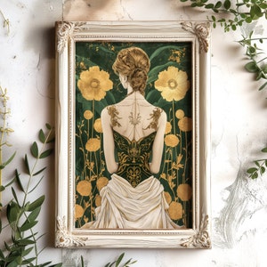Demeter Griekse godin mat print Griekse godin van de oogst print Demeter muur decor Griekse godin kunst aan de muur groene en gouden godin kunst
