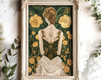 Demeter Greek Goddess Matte Print Greek Goddess Of Harvest Print Demeter Wall Decor Greek Goddess Wall Art Green and Gold Goddess Art