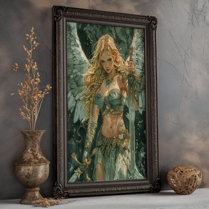 Winged Valkyrie Matte Print, Norse Mythology Art , Fantasy Art, Mythical Art, Magical Art, Wall Art, Watercolor and ink, Valkyrie Print