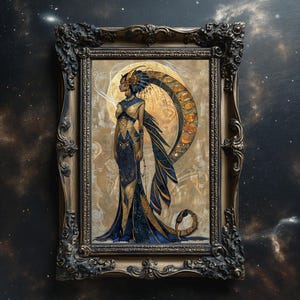 Serket Egyptian Goddess Print, Egyptian Scorpion Goddess Art, Egyptian Mythology Matte Print, Egyptian Style Wall Art, Scorpion Goddess Art