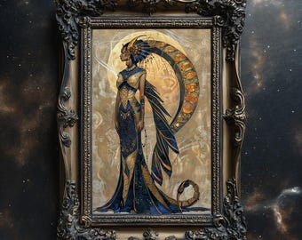 Serket Egyptian Goddess Print, Egyptian Scorpion Goddess Art, Egyptian Mythology Matte Print, Egyptian Style Wall Art, Scorpion Goddess Art