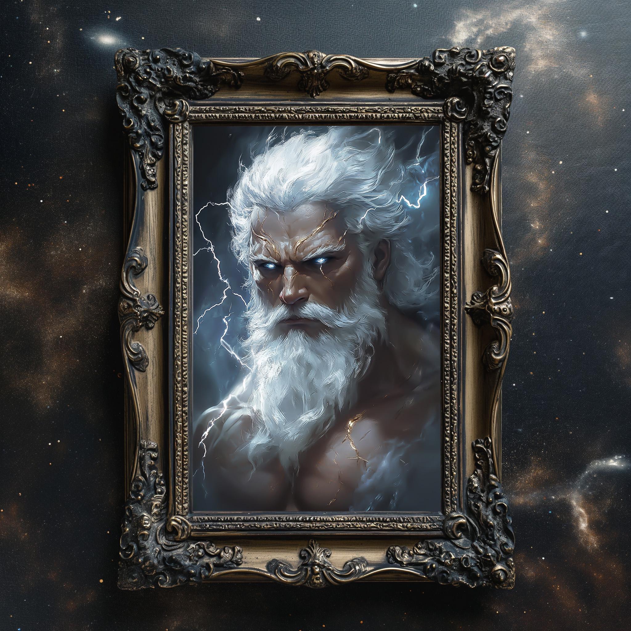 Zeus Greek God Museum Quality Print, Greek God of Lightning Print, Zeus God Wall Art Game Room Decor Modern Greek Mythology Wall Decor