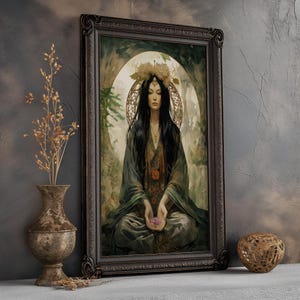 Tara, Tibetan Goddess with Lotus Art Print, Tibetan Buddhist Deity Meditation Wall Art, Divine Feminine Art, Spiritual Decor, Buddhist Art