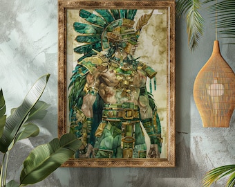 Chacc Mayan God of Rain Mythology Matte Print, Mayan Mythology Wall Art Mayan God Wall Decor Mayan Art Jungle Core Print Mayan Mythology Art