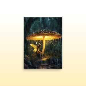 Mushroom Shelter, Fantasy Museum Quality Matte Print Fairy Under Mushroom Fantasy Print Cozy Luminous Mushroom Wall Decor Fantasy Art Gift