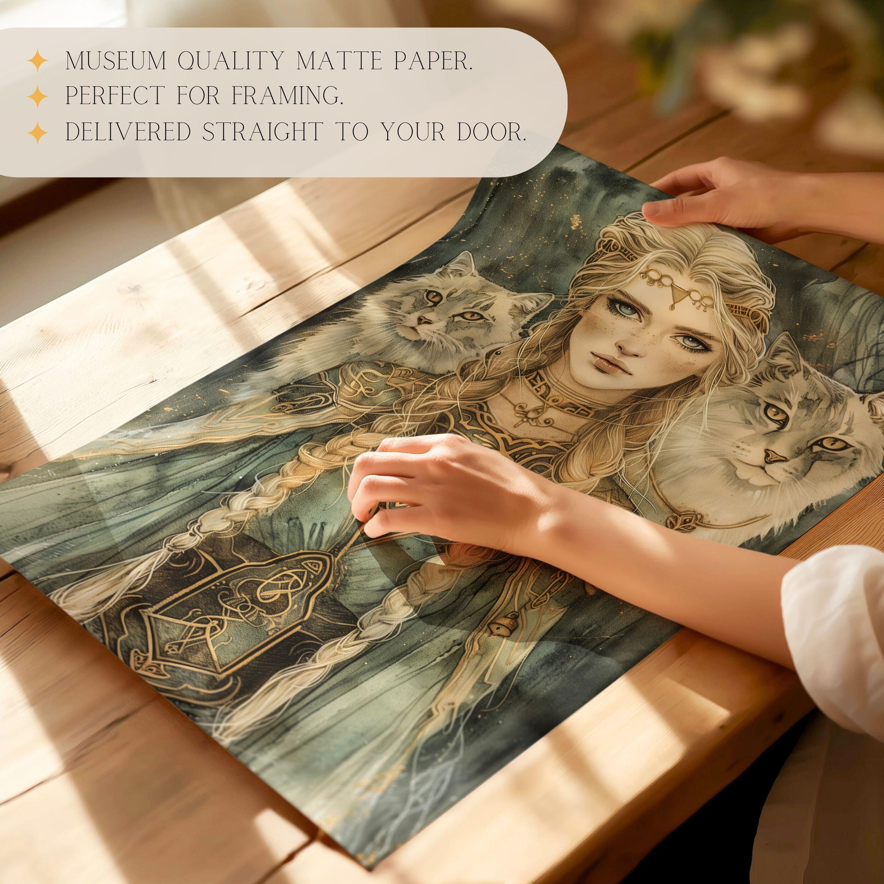 Freya, Norse Queen of the Valkyries Poster Wall Decor Japanese Water ...