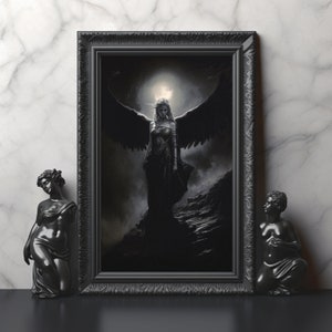 The Morrigan, Celtic Goddess Print, Black and White Morrigan Wall Decor, Celtic Mythology Poster Print, The Morrigan Decor