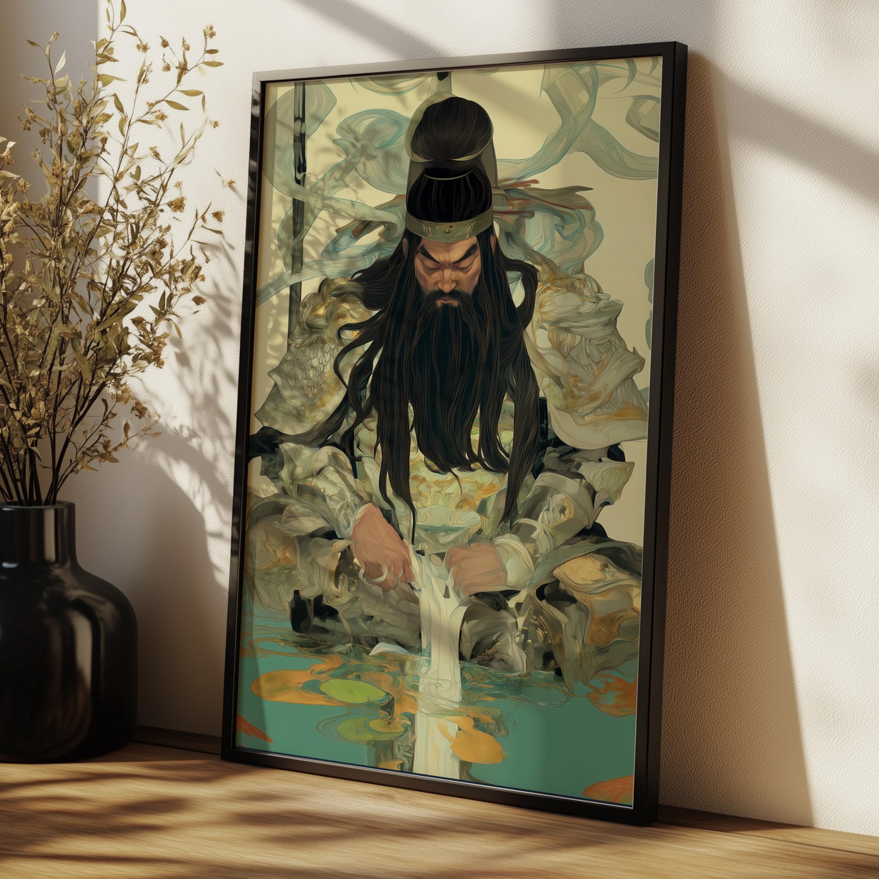 Guan Yu Art Print Chinese God of War Matte Print Samurai Spirit Warrior ...