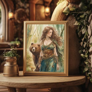 Artio Celtic Bear Goddess Print Celtic Bear Goddess Watercolor Wall Decor Bear Lover Art Celtic Bear Goddess Wall Art Celtic Art