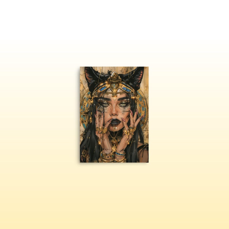 Bastet, Egyptian Goddess of Cats Matte Print, Egyptian Goddess Print, Egyptian Cat Goddess Wall Decor, Egyptian Mythology Wall Art