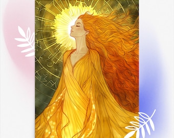 太陽の女神ソルの北欧のプリント、北欧の女神の壁飾り、太陽の女神の壁