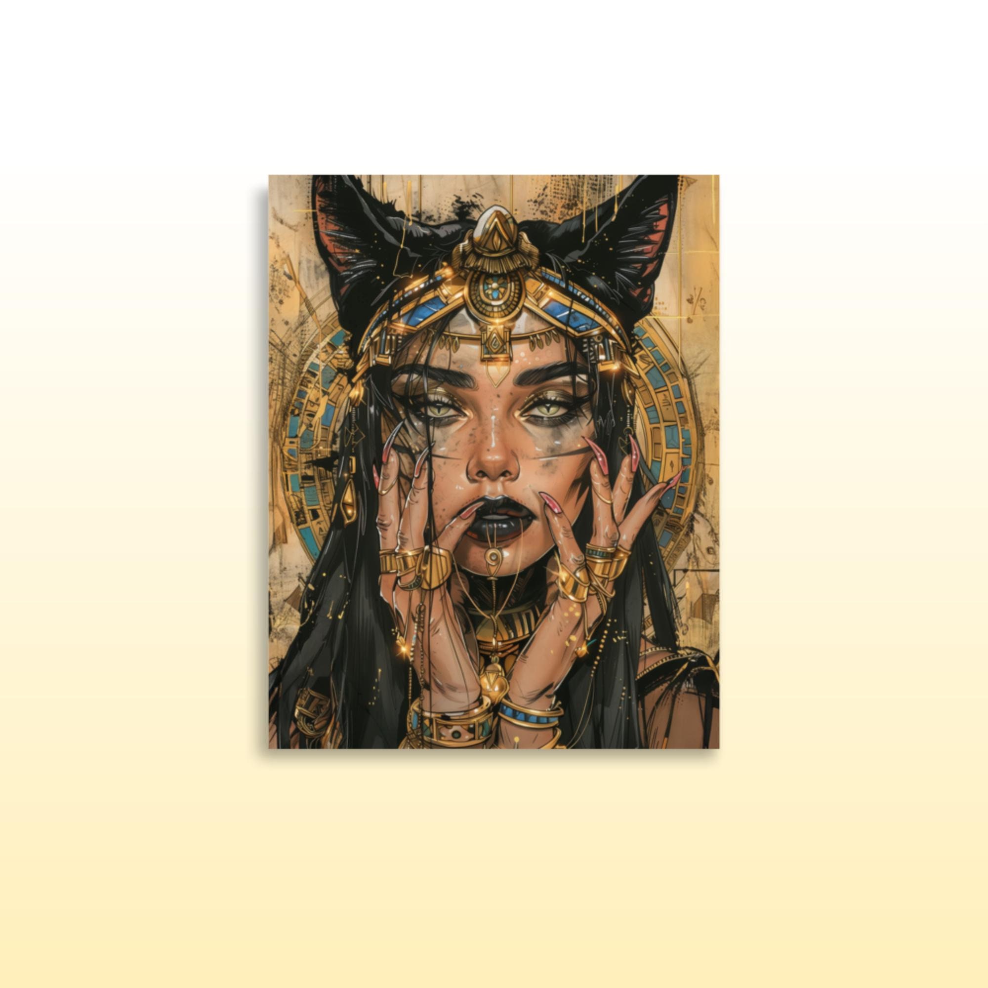 バステト、エジプトの猫の女神マットプリント、エジプトの女神プリント