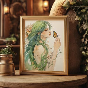 Gaia Matte Print Nature Goddess Wall Art for Earthy Home Decor, Mother Gaia wall print, Mother nature wall decor Goddess Art Print, Unframed