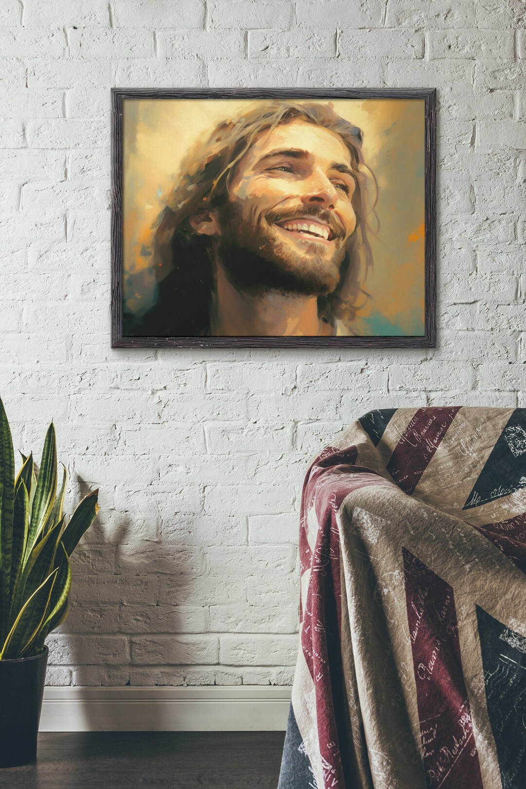 Portrait of Jesus Christ Smiling Beautiful Christian Art Made - Etsy