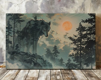 Fenrir Norse Wolf God Canvas Wall Art Norse Mythology Wall Art Dire Wolf Wall Decor Wolf Lover Gift Majestic Wolf Wall Decor