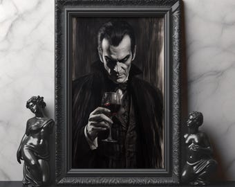 Dracula's Dorst hoge kwaliteit mat print Lord of the Night Halloween Art Dracula Halloween Wall Art Dark Moody Vampire Decor Halloween Art
