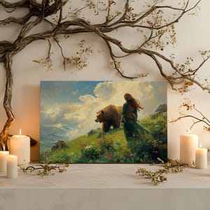 Artio Celtic Bear Goddess Canvas Celtic Bear Goddess Canvas Wall Decor Bear Lover Art Celtic Bear Goddess Wall Art Celtic Goddess of Nature