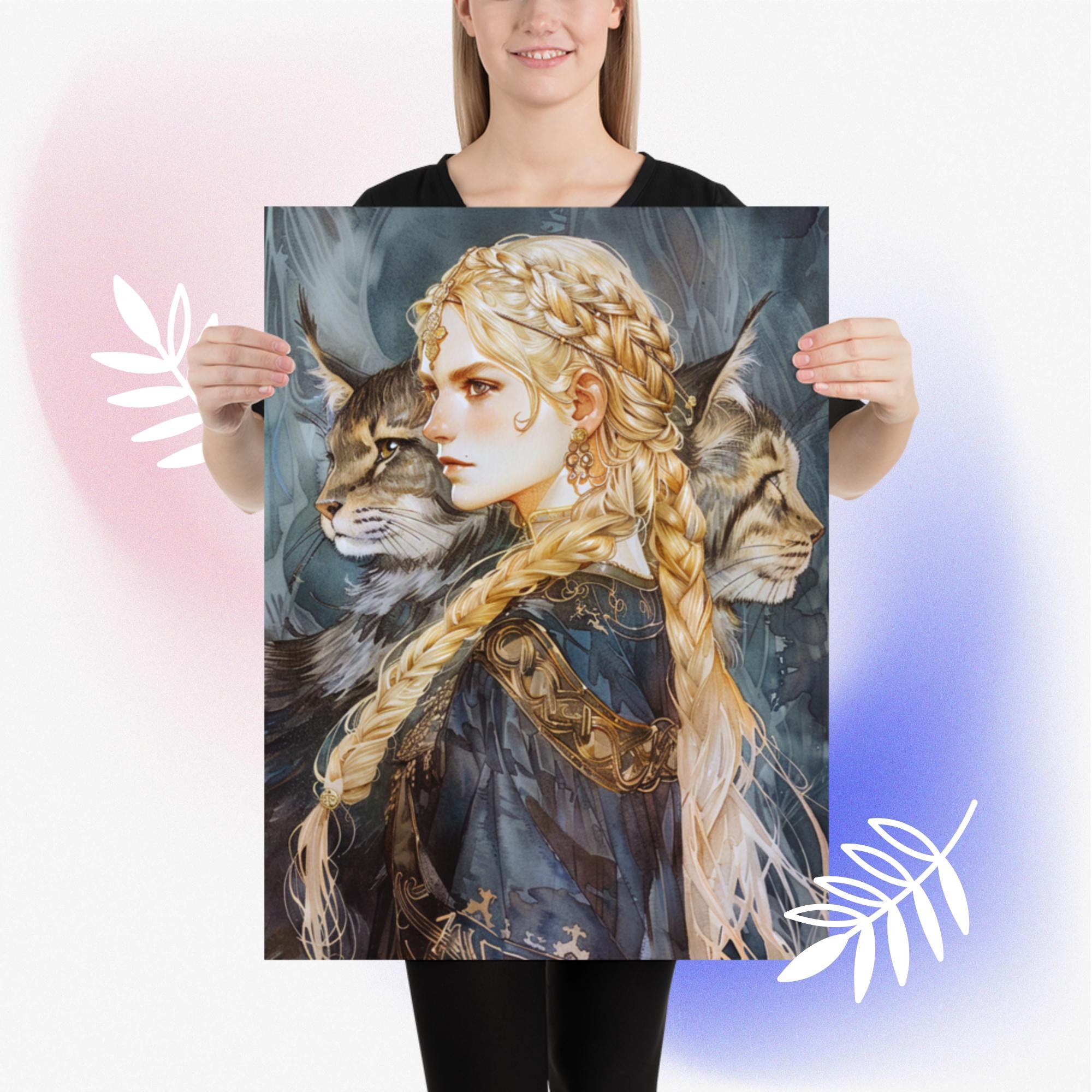 Freya, Norse Queen of the Valkyries Poster Wall Decor Japanese Water ...