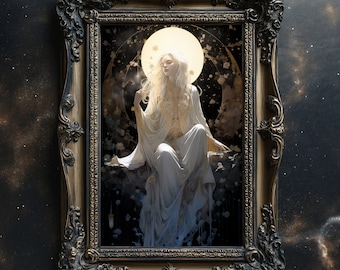 Selene, Goddess of the Moon Matte Print, Moon Goddess Wall Art, Mythology Lover Wall Art, Celestial Goddess Art, Moon Goddess Art Gift