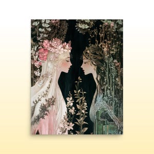 Persephone and Demeter Museum Quality Print Greek Goddess Mythology Art Print Greek Goddess Decor Goddess Wall Decor Divine Feminine Art