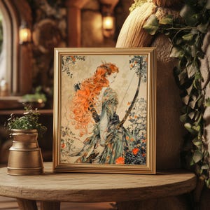 Goddess Artemis Botanical Matte Print Greek Goddess Artemis Print Botanical Goddess Artemis Art Divine Feminine Art Floral Artemis Art image 2