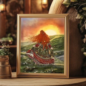 Brigid Celtic Goddess Print Irish Mythology Wall Art Fire & Sun Deity Poster Divine Feminine Decor Matte Pagan Spiritual Artwork