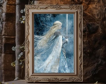 Lady Freya Norse Goddess Matte Print Norse Goddess Freya with Sword Art Norse Mythology Wall Decor Norse Valkyrie Art Divine Feminine Art
