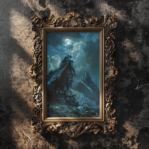 Dark Knight Matte Print, Decoración de pared de fantasía oscura, Arte de caballero, Arte de fantasía, Arte mítico, Arte mágico, Encantado, Decoración, Impresión, Arte DND