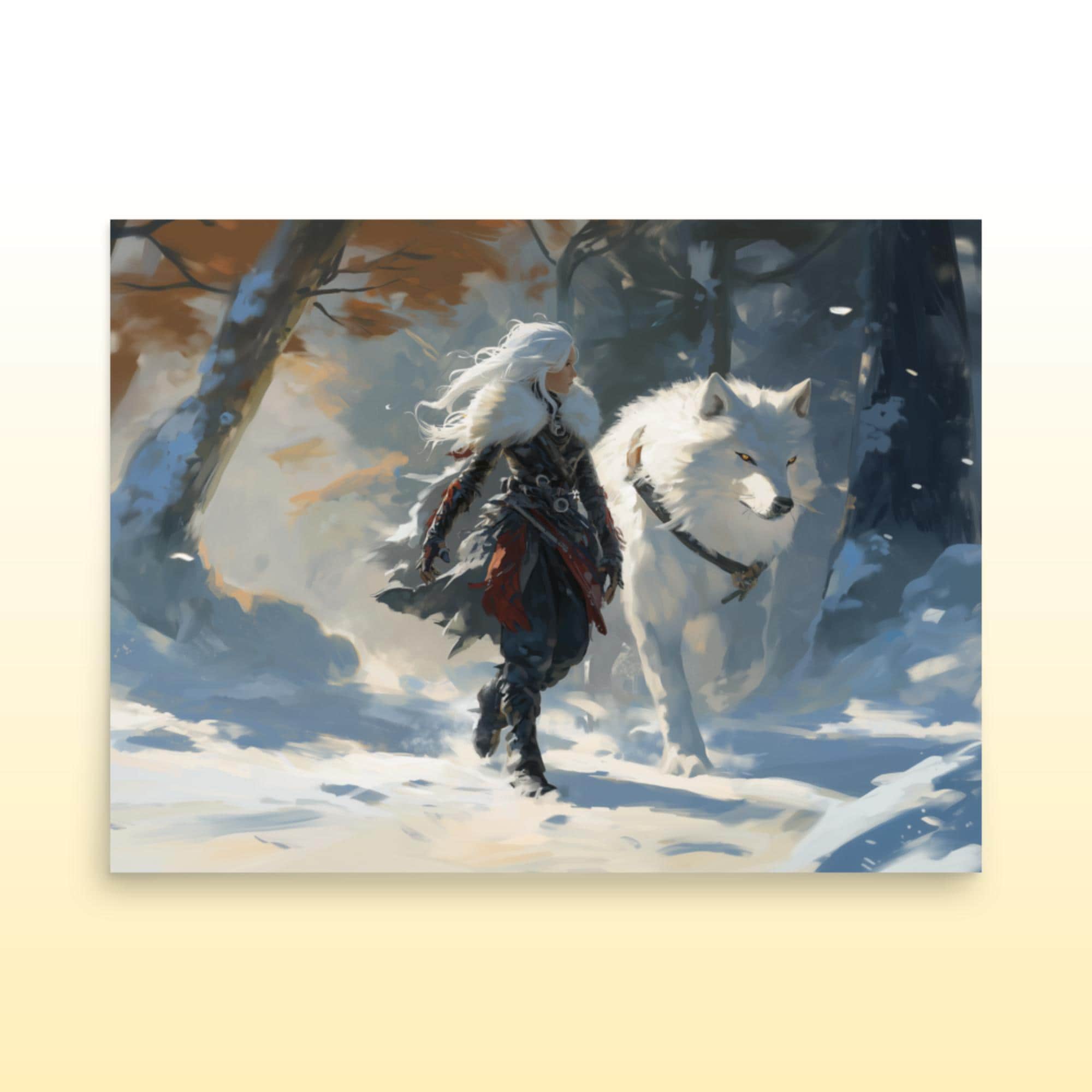 Norse Goddess Skadi With Wolf Matte Print Skadi and Wolf Art Print ...