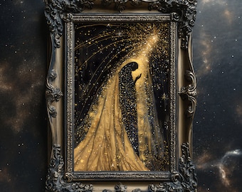 Celestial Goddess Nut Matte Print Nut Egyptian Goddess Art Star Goddess Wall Decor Celestial Wall Art Divine Feminine Art Sky Moon Stars Art