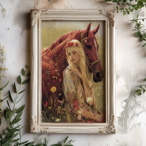 Aine Irish Goddess of Summer Matte Print Goddess of Midsummer Print Aine Goddess Matte Print Irish Mythology Decor Summer Goddess Floral Art
