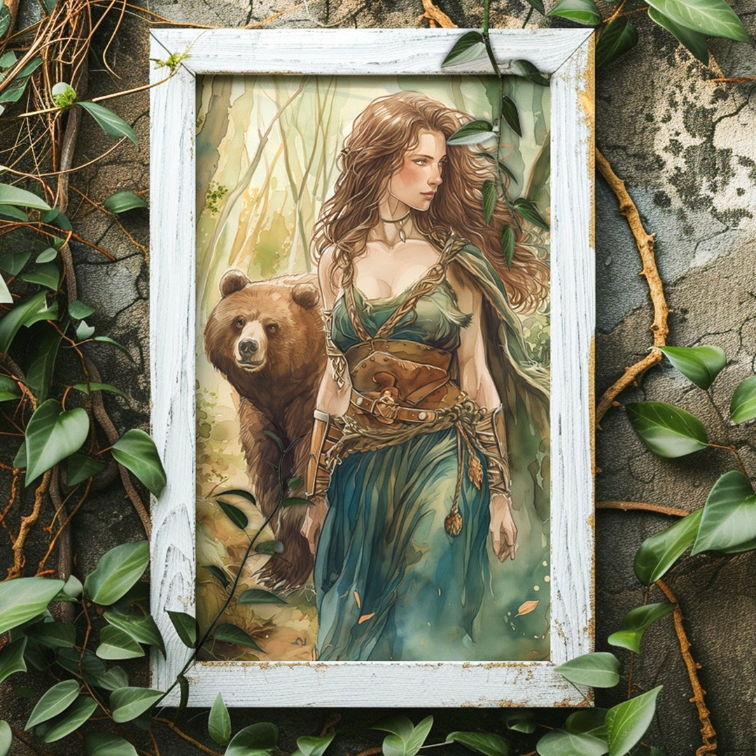 Artio Celtic Bear Goddess Print Celtic Bear Goddess Watercolor Wall ...