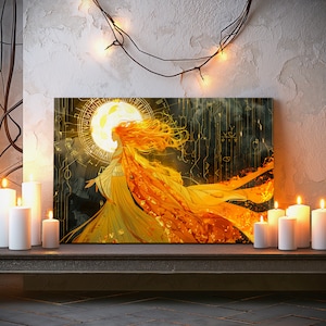 Sol nordische Göttin der Sonne Leinwand, nordische Göttin Wanddekoration, Sonnengöttin Wandkunst, Sol nordische Mythologie Wandkunst Sol Sonnengöttin Canavs