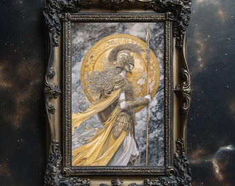 Athena Goddess of Wisdom Print, Greek Goddess Athena Art, Greek Mythology Goddess, Divine Feminine Art, Athena Battle Warrior, Goddess Decor