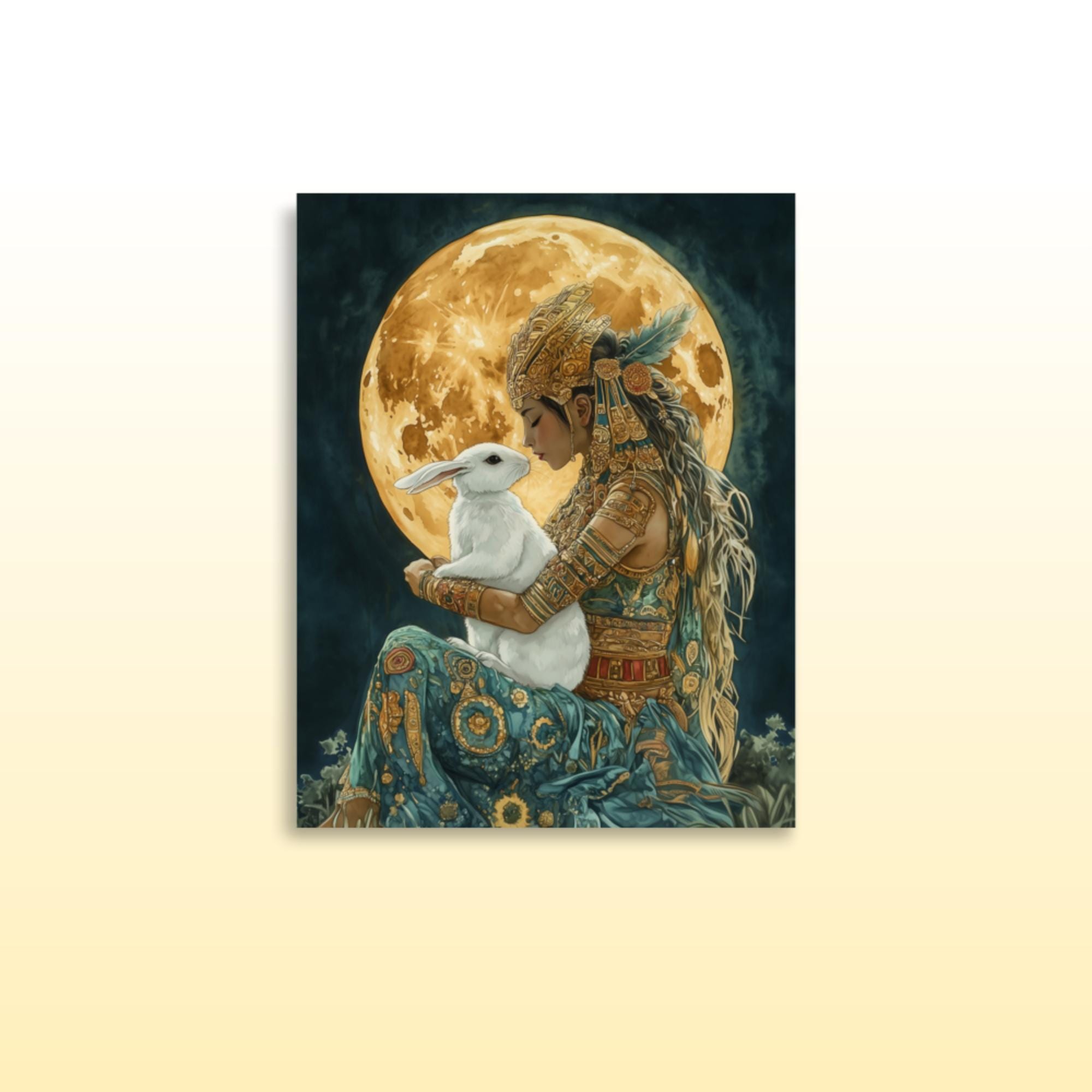 Mayan Golden Rabbit Mayan Goddess Ix Chel Premium Matte Print Mayan Goddess Wall Decor Xi ...