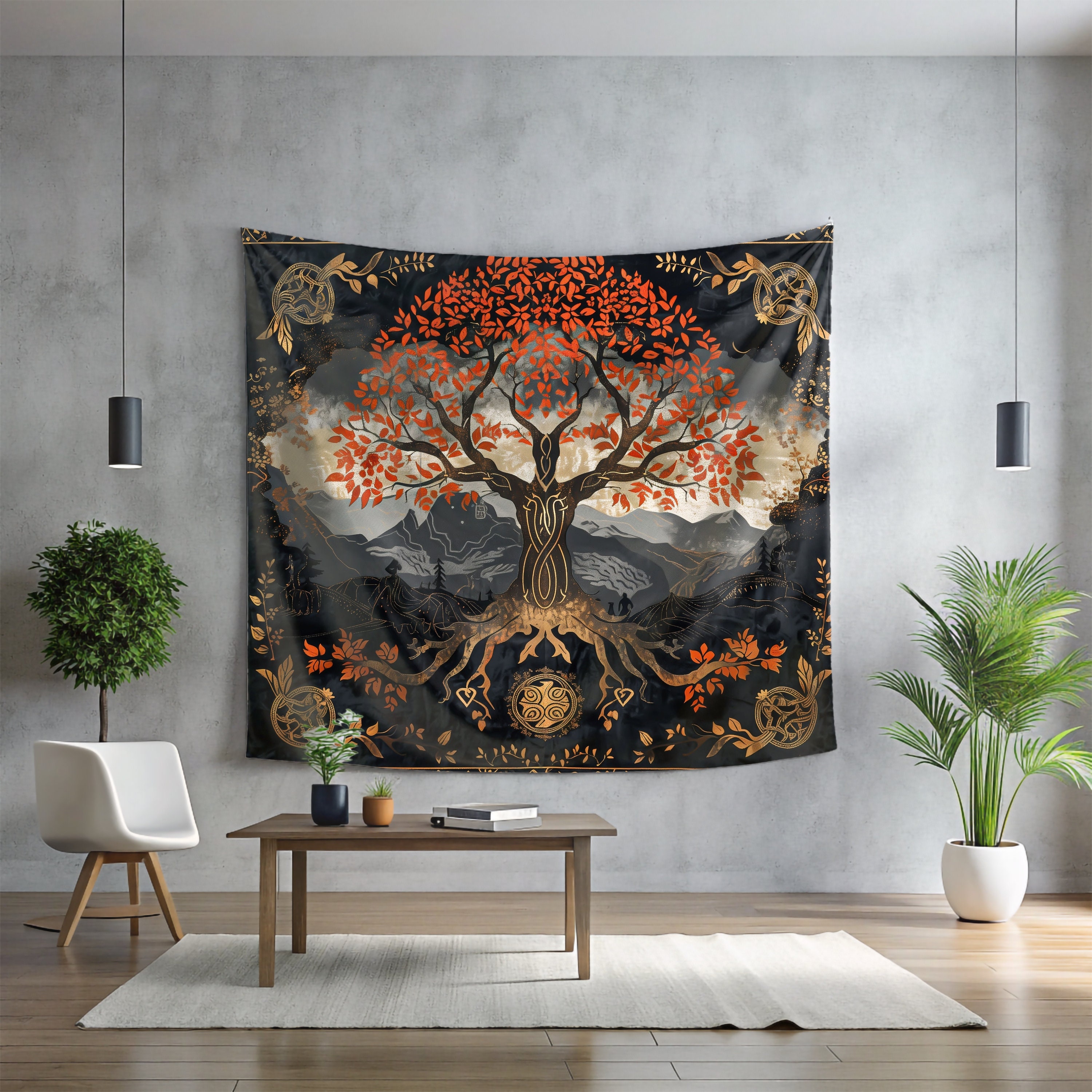Tree of Yggdrasil Tapestry Wall Hanging, Norse Viking Tapestry