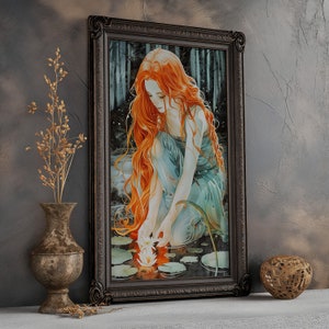 Celtic Goddess Brigid&#39;s Healing Touch Matte Print, Goddess of Spring and Fetililty Art, Brigid Goddess Wall Decor, Celtic Mythology Print