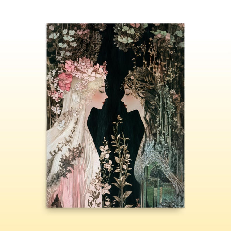 Persephone and Demeter Museum Quality Print Greek Goddess Mythology Art Print Greek Goddess Decor Goddess Wall Decor Divine Feminine Art