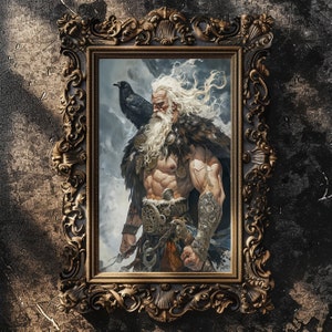Nordischer Gott Odin Druck Odin der Allvater Mattdruck Nordische Mythologie Wanddekoration One Eyed All Father Odin Druck Wandkunst Nordischer Stil Dekor