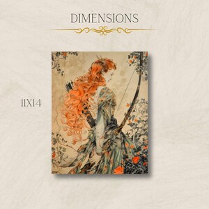 Goddess Artemis Botanical Matte Print Greek Goddess Artemis Print Botanical Goddess Artemis Art Divine Feminine Art Floral Artemis Art 11″×14″