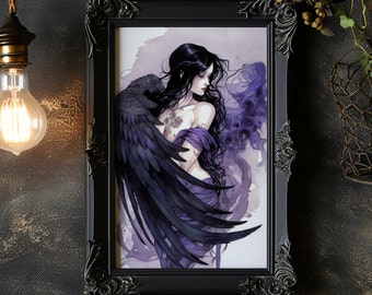 The Morrigan Goddess Water Color Matte Poster Goddess Dark Art Raven Goddess Wall Decor Morrigan Goddess Wall Decor Poster
