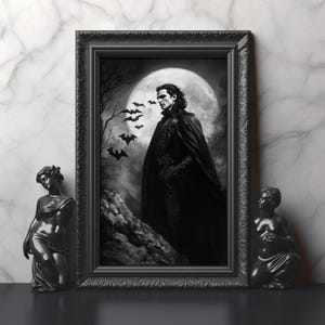 Lord of the Night High Quality Matte Print  Halloween Art Handsome Dracula Halloween Wall Art Dark Moody Vampire Decor Halloween Dracula Art