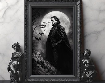 Lord of the Night hoge kwaliteit mat print Halloween kunst knappe Dracula Halloween muur kunst donkere humeurige vampier decor Halloween Dracula kunst