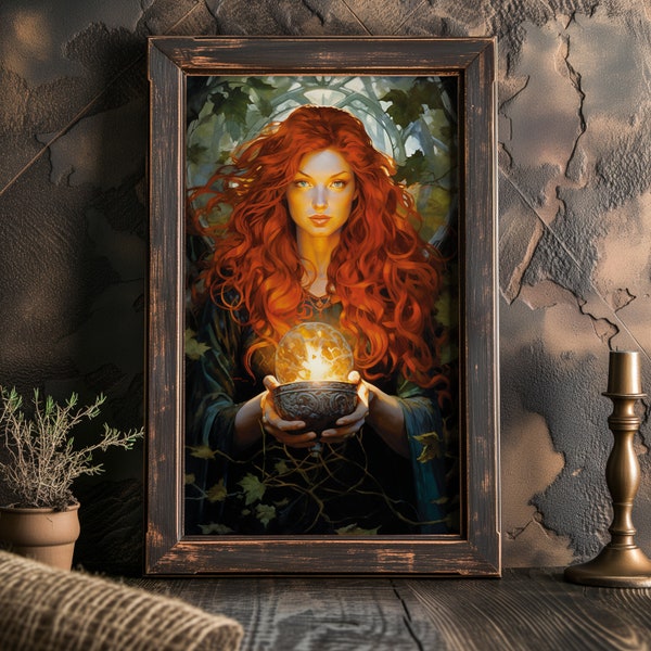 Celtic Goddess Brigid Matte Poster, Celtic Goddess of Fire and Healing, Mythology Poster. Goddess of Healing and Fertility