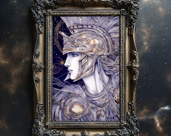 Athena Göttin Göttin Matt-Druck Griechische Kriegerin Kunst Weisheit und Krieg Mythologie Wanddekor Himmlische Göttin Portrait Matte Poster Göttlich Weiblich